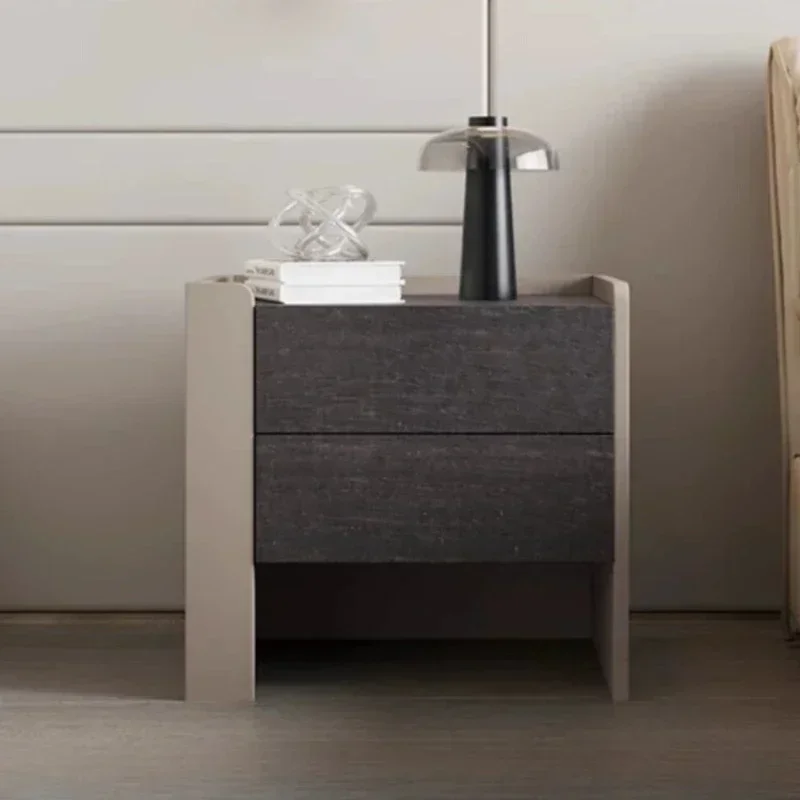 

Italian Unique Minimalist Design Wooden Bedside Table Modern Luxury Cabinet Nordic Nightstands Mesitas De Noche Furniture