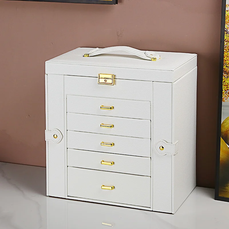 

Luxury Large Jewelry Organizer with 5-Layer Jewelry Storage Box Necklace Earring Ring Watch Collection Display for Anniversary