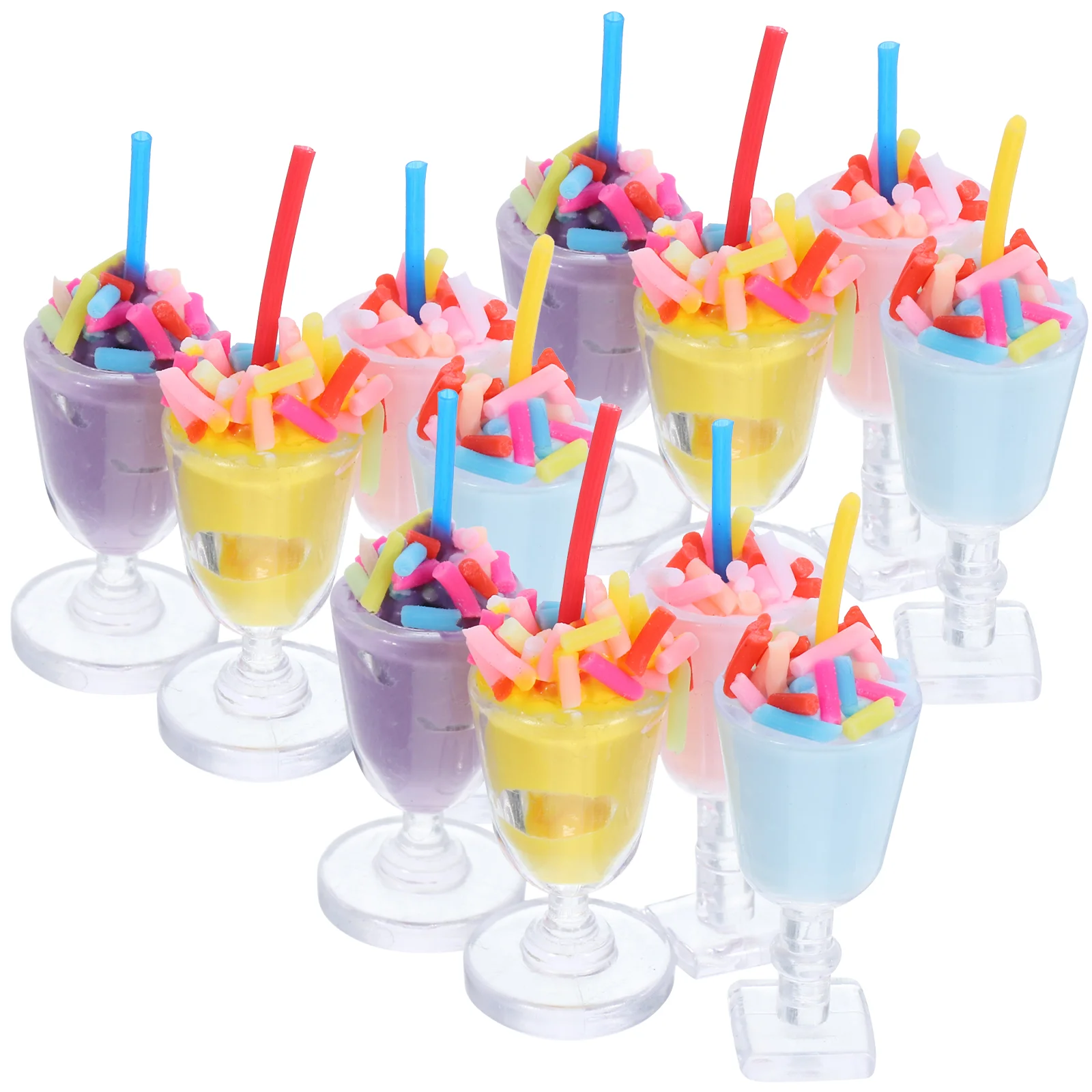 

12 Pcs Ice Cream Dollhouse Tiny Goblet Model Drinks Accessories Kids Pretend Food Toys Miniature Fake Kitchen Scene Decor Child