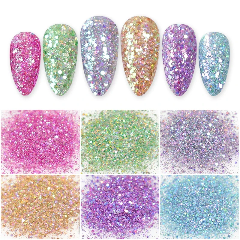 MagiBling 50g Glitter Powder Sparkly Mermaid AB Mixed Sequins Nail Art DIY Handicraft Decorations Ornament Toys Accessories