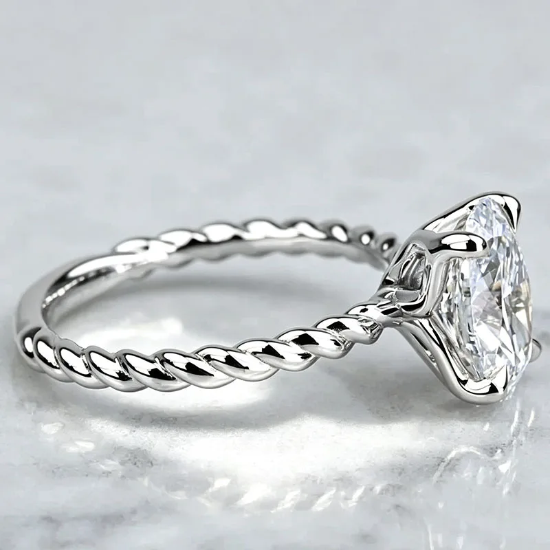 3 Karat Oval Geschliffener Laborgezüchteter Diamant-Verlobungsring EF VS-VVS IGI-Zertifiziert Platin 950 Solitär Braut Hochzeitsgeschenk Ring für Frauen – Detail 7