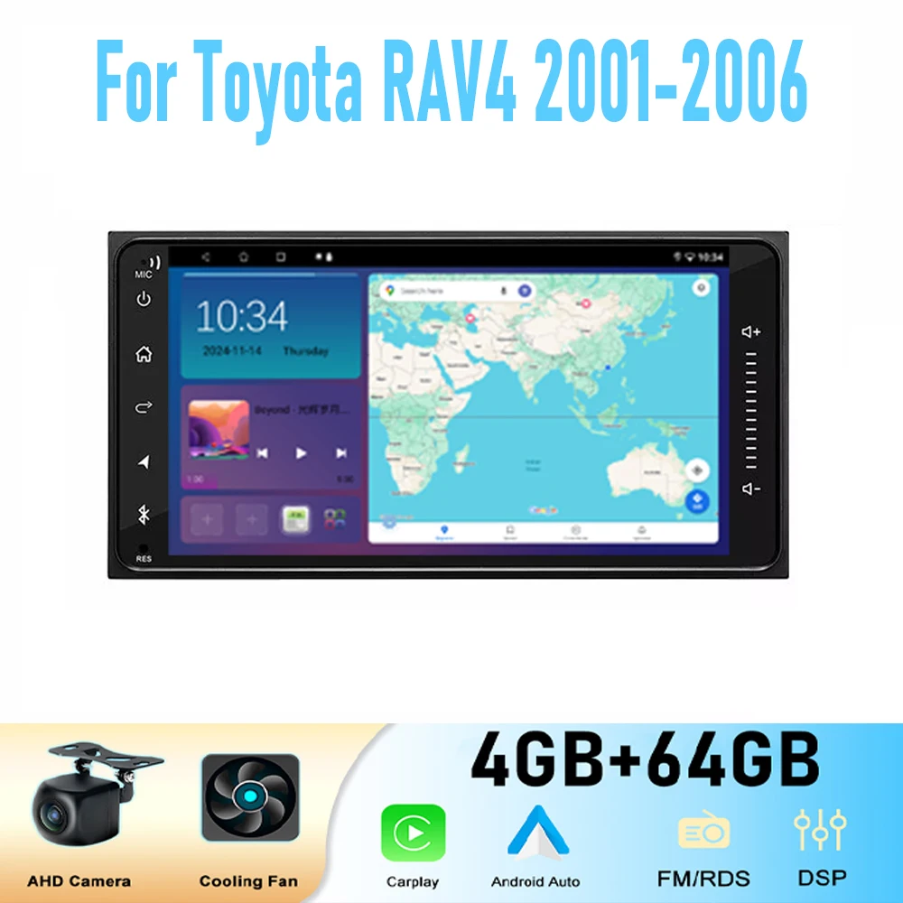 

7'' For Toyota RAV4 2001-2006 GPS Car RadioHead Unit Stereo Wireless Carplay Apple Android 15 Auto Reversing Image Navi 64GB