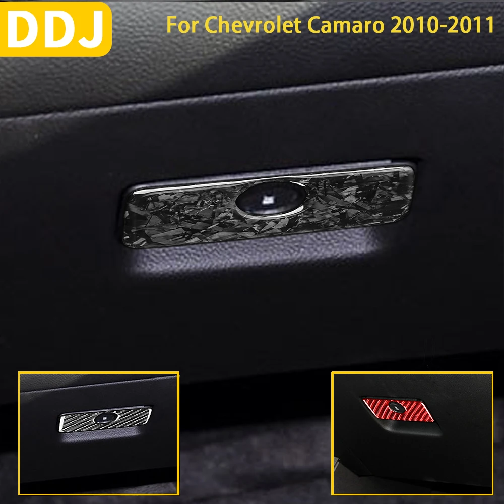 

For Chevrolet Camaro 2010 2011 Accessories Carbon Fiber Car Interior Copilot Glove Box Handle Panel Cover Trim Sticker