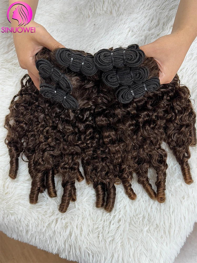 Chocolate Brown Burmese Curly Bundles with 13x4 Transparent Lace Frontal Closure