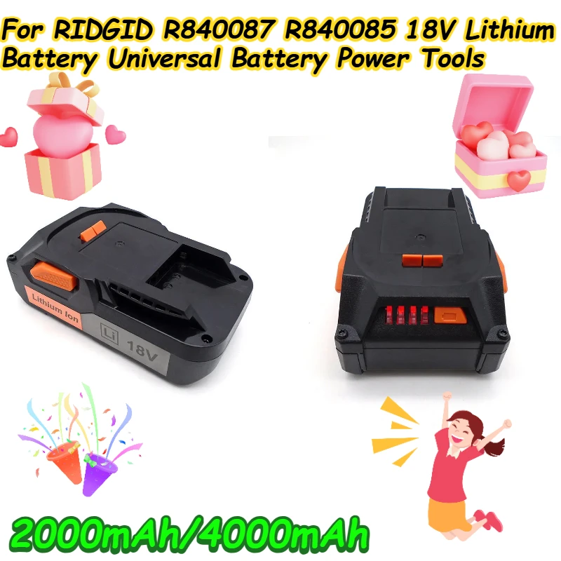 

2000mAh/4000mAh For RIDGID R840087 R840085 18V Lithium Battery Universal Battery Power Tools