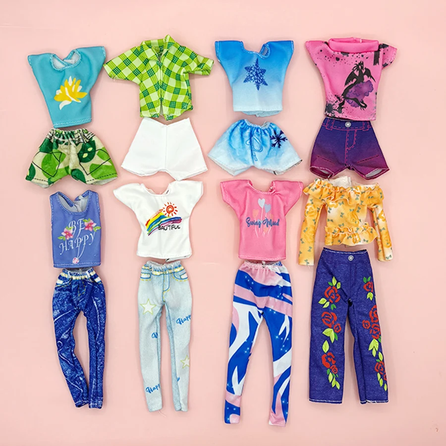 4pcs 1/6 doll Fashion Casual Clothes Set Top Shorts and Trousers for Girl Doll Accessories DIY toy Dollhouse Miniatures