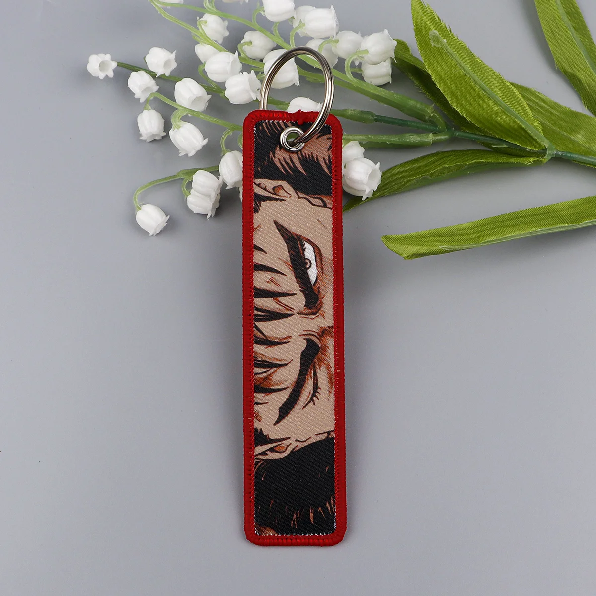 LLavero bordado de Anime para hombre, etiqueta para llave genial para conductor, marca tejida, etiqueta para llave de coche, accesorios de joyería de moda, regalos, 1 Uds.