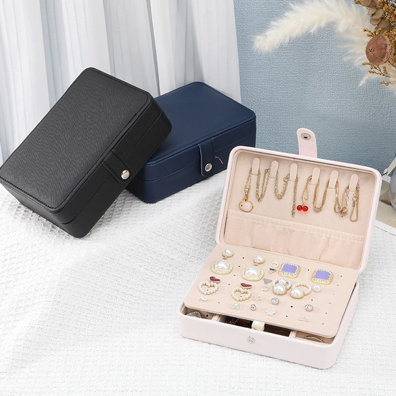 1Pc Simple and Portable Jewelry Storage Box, Large-Capacity Double-Layer Jewelry Box, Earrings, Ring and Necklace Storage Box, Gift for Ladies and
