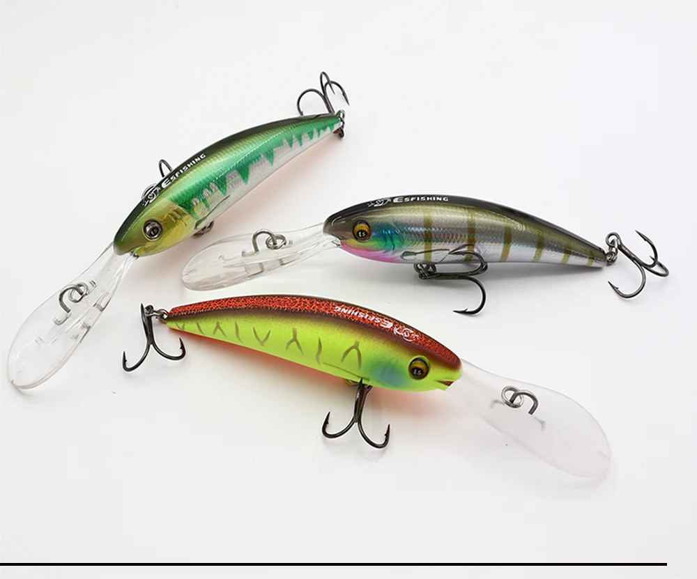 ESFISHING Pike Hard Fishing Bait 90mm 16g Easy Sprinter Dive Depth 0-7.5m Plastics Lures Floating Minnow Wobble Pesca Isca