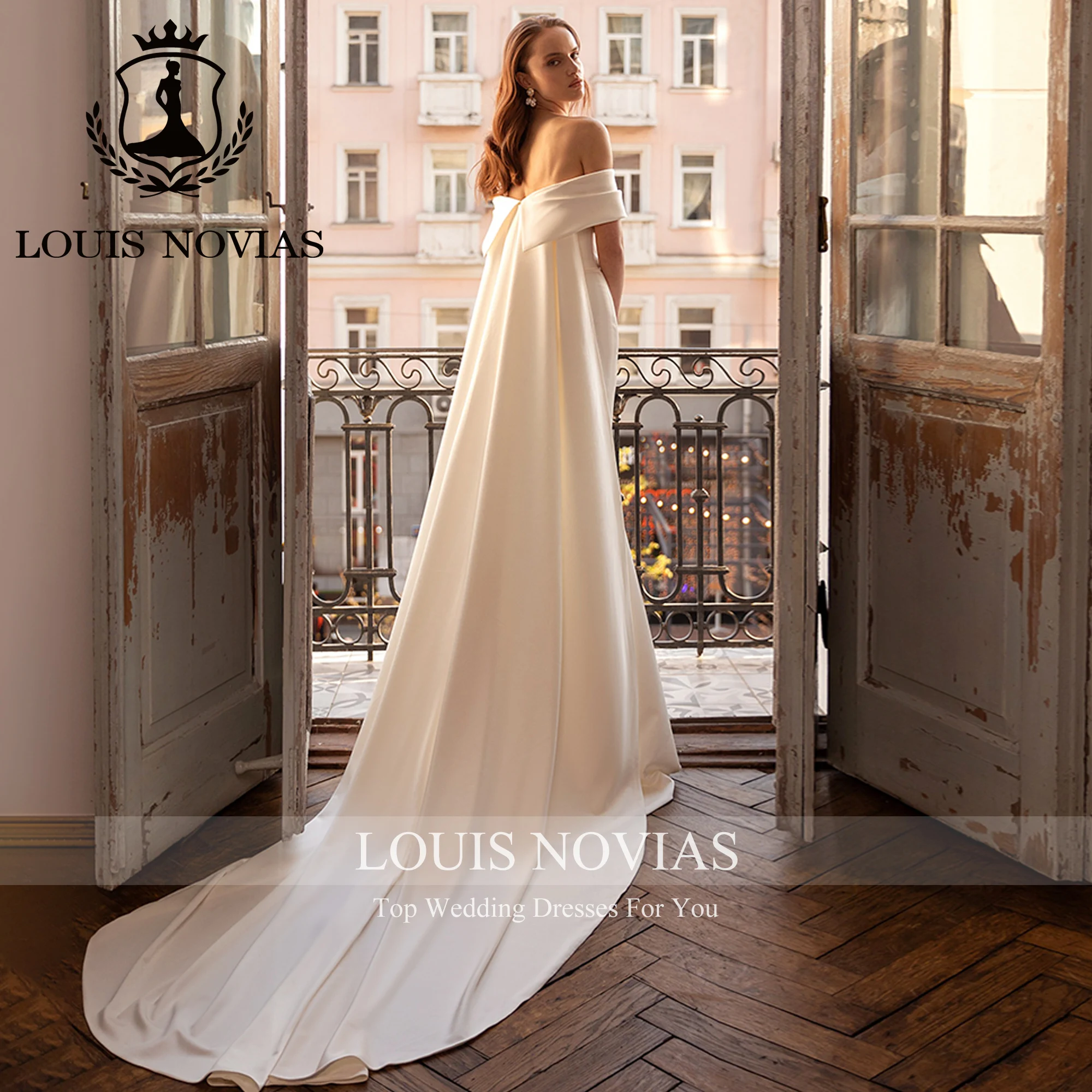 LOUIS NOVIAS Mermaid Wedding Dress Sexy New Glamorous Sweetheart Sleeveless Mit Cape Slim Satin Wedding Gown Vestidos De Novia