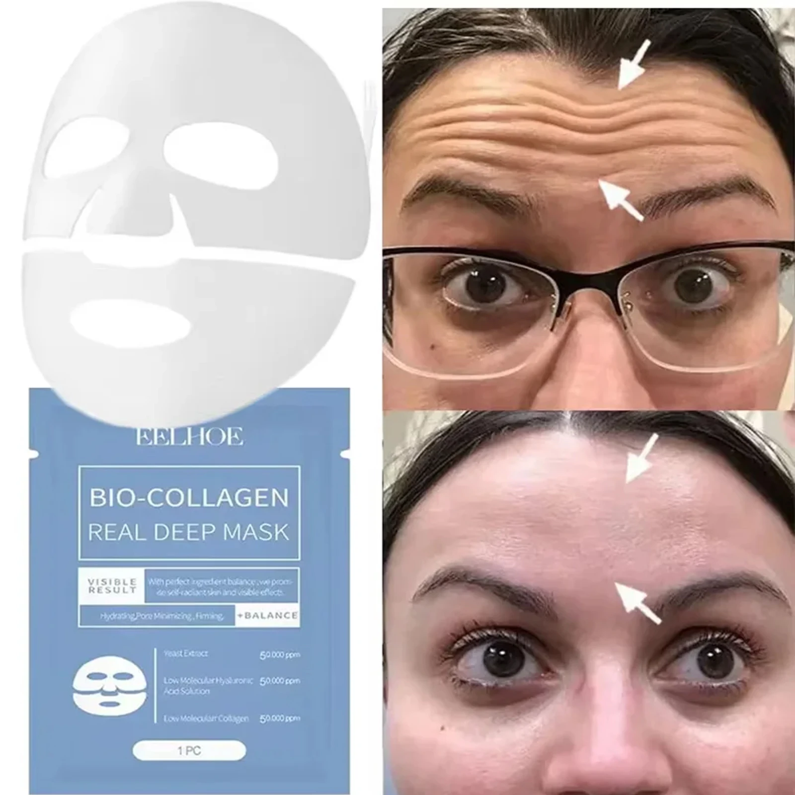 Mascarilla Facial antienvejecimiento con colágeno, eliminador efectivo de arrugas, Lifting firme, líneas finas, blanqueamiento, hidratante, belleza,