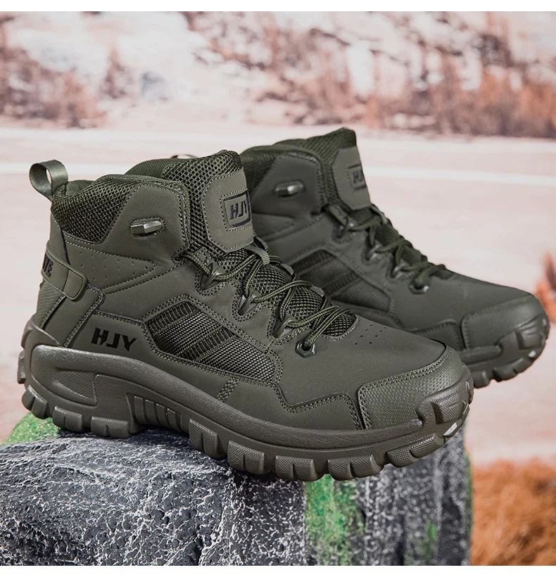 Neue Herren-Taktikstiefel in Übergrößen 39-46, Rutschfeste Outdoor-Wanderschuhe, Verschleißfeste Trekking-Knöchelstiefel – Detail 14