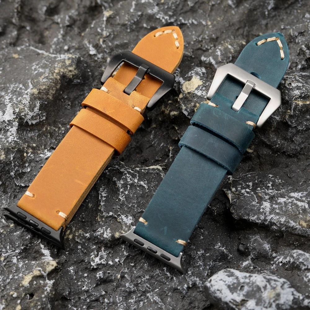 Handgefertigtes Oberschicht-Rindslederarmband, kompatibel mit iWatch Apple Watch 49MM 46MM 45MM 44MM Herren-Lederarmband, Ultra2