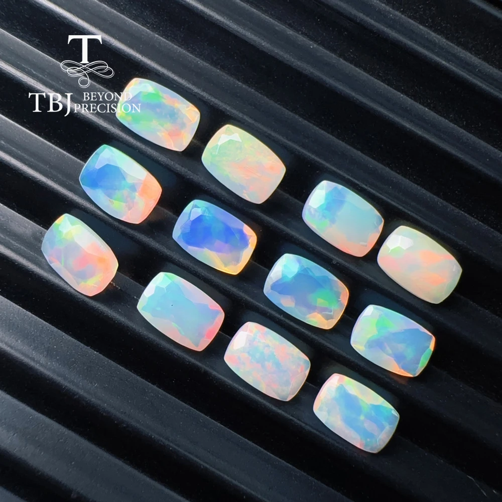 

Натуральные эфиопские опалы TBJ Long cushion 4*6 мм, 5*7 мм, россыпью, для уникальных серебряных украшений DIY, разноцветные драгоценные камни