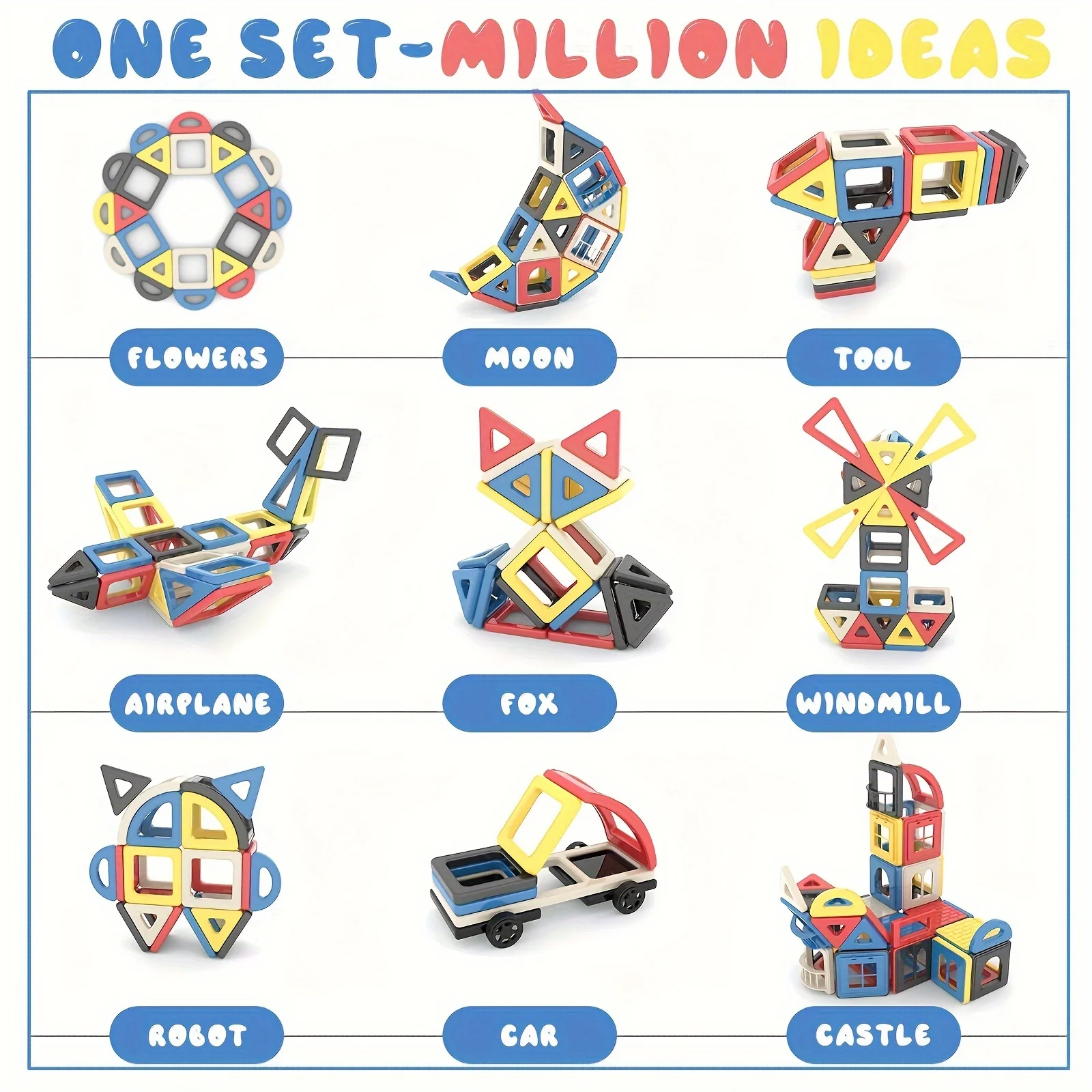 Mini-Größe, 183 Stück, magnetische Fliesen, 3D-Magnetbausteine-Set, pädagogisches Konstruktionsspielzeug für Jungen und Mädchen, STEM