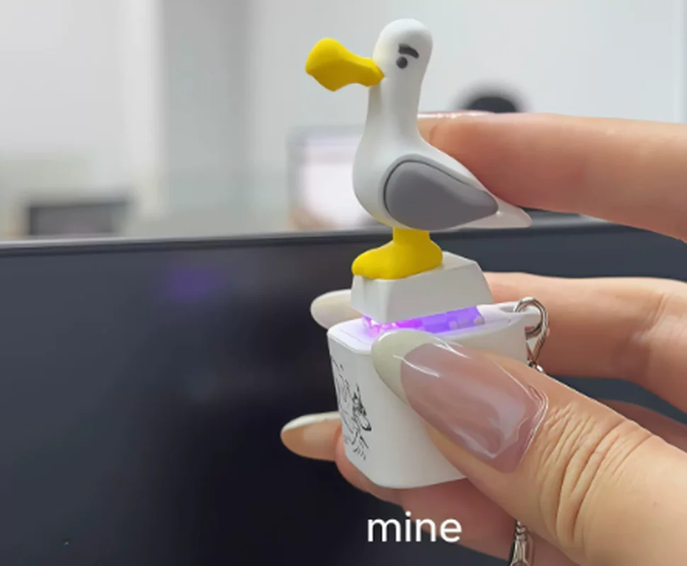 Mine Seagull Keycap Keychain Luminous Sounding Stress Relief Creative Fidget Toy Portable Electronic Pendant For Adult Relax view 5