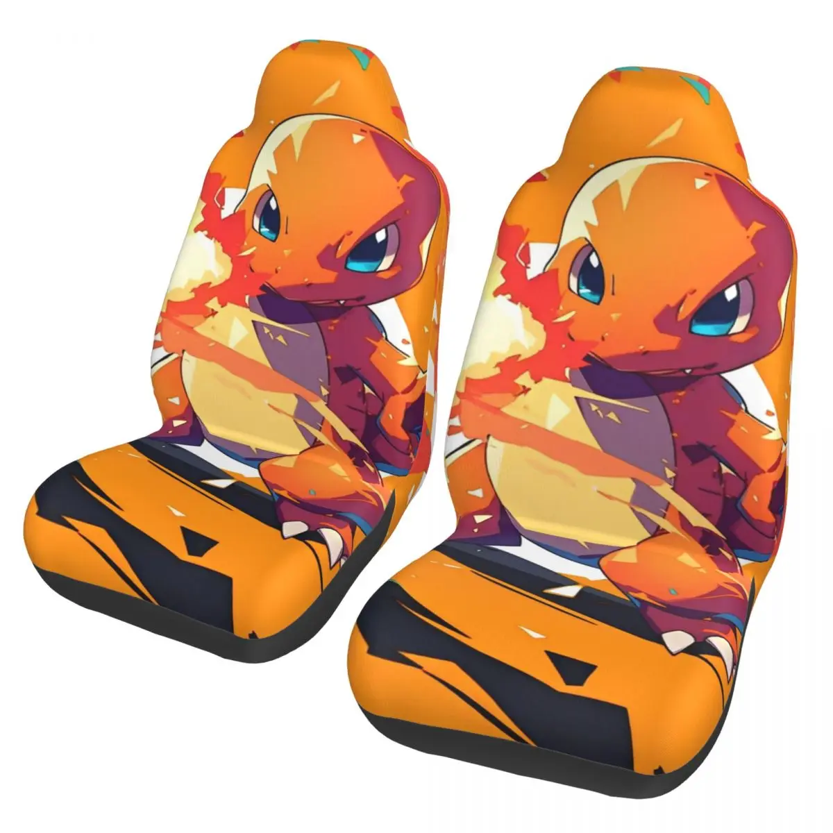 

Anime Cartoon Charizard Poke-Mon Universal Car Seat Cover Protector Interior Accessories Women Front Rear Flocking Cloth Cushion