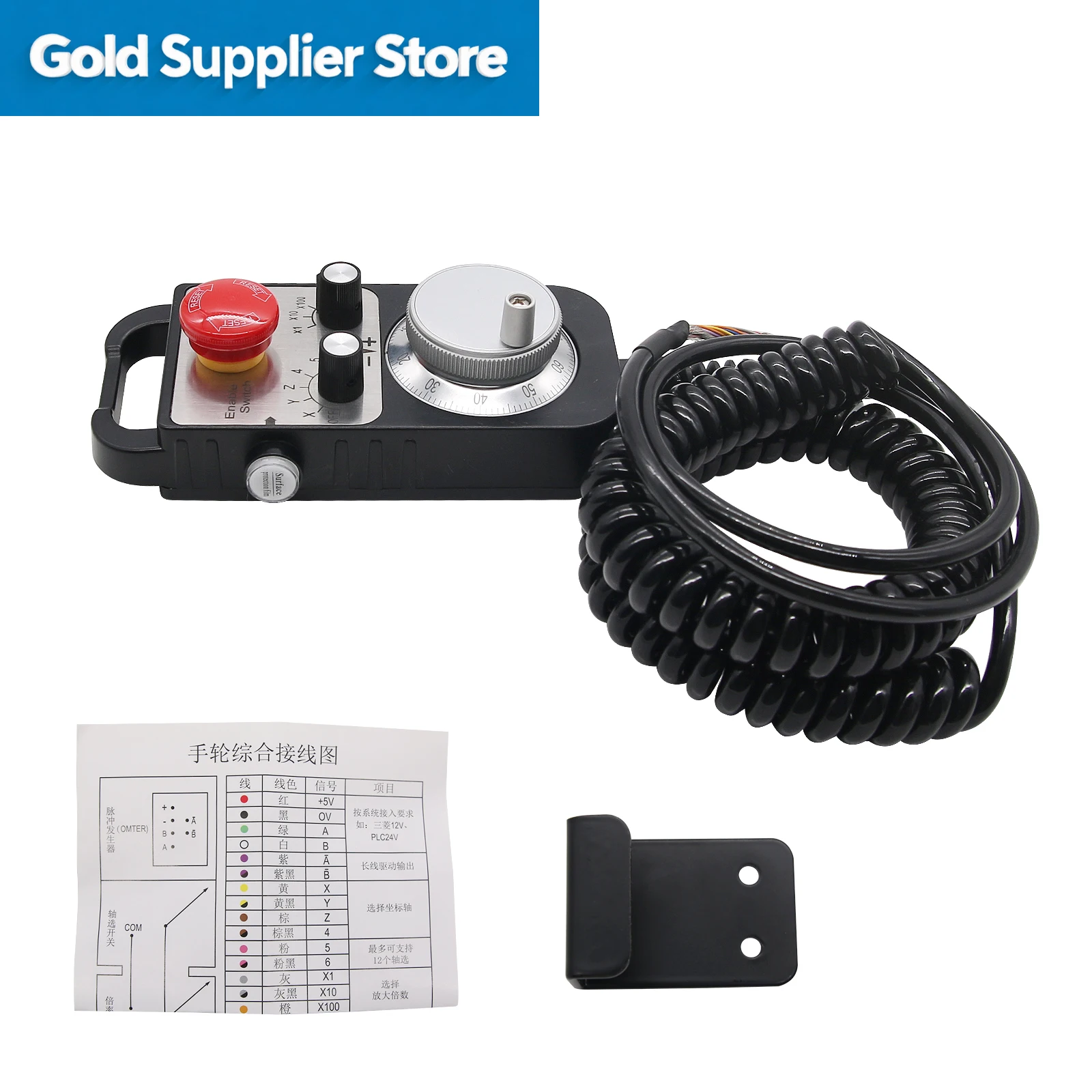 6-Axis 5V 100PPR CNC Pendant Handwheel with Emergency Stop Switch Manual Pulse Generator MPG