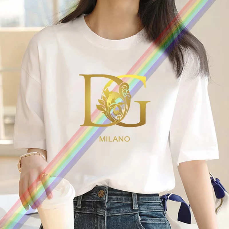 

2025 Spring and Summer Light Luxury Brand Men's and Women's High-quality Letter Printing Casual Round Neck Loose T-shirt