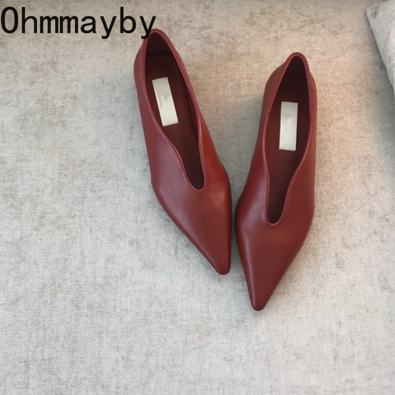 Vintage Pointed Toe Women Loafer Shoes Fashion Shallow Slip On Flats Shoes Ladies Comfort Spring Autumn Concise Zapatos De Mujer