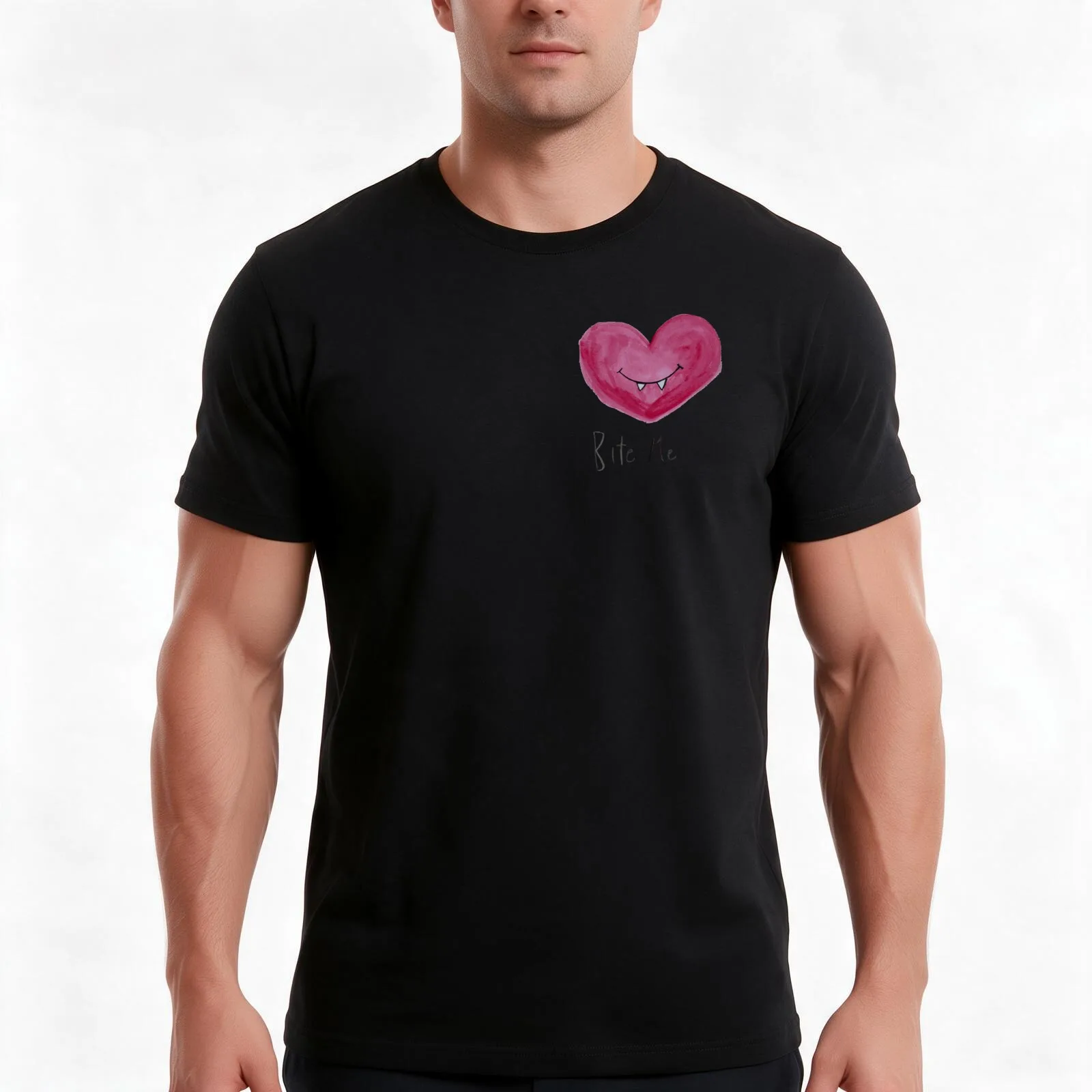 Bite Me T-Shirt, Summer Casual Cotton Tee, Oversized Streetwear Tops, Vintage Graphic Print, Loose Fit Short Sleeve, 100% Cotton