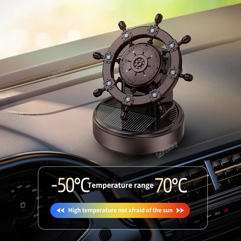 Solar Rotating Car Aromatherapy Spot Creative Metal Boat Rudder Car Perfume Ornaments Car Interior Perfume Seat (no perfume)