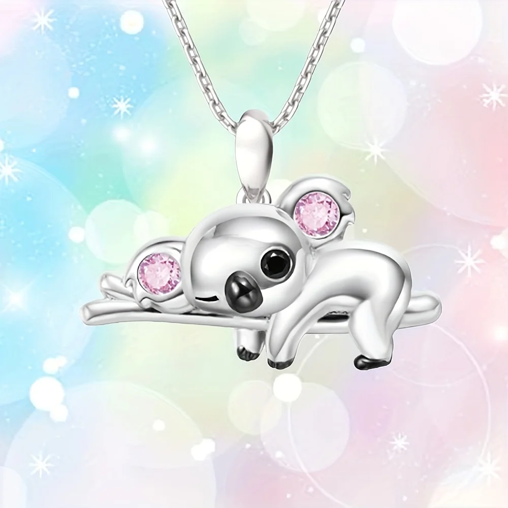 Fashionable Cute Lazy Cartoon Koala Inlaid Exquisite Rhinestone Pendant Necklace For Women Necklace Perfect Gift For Girls Women