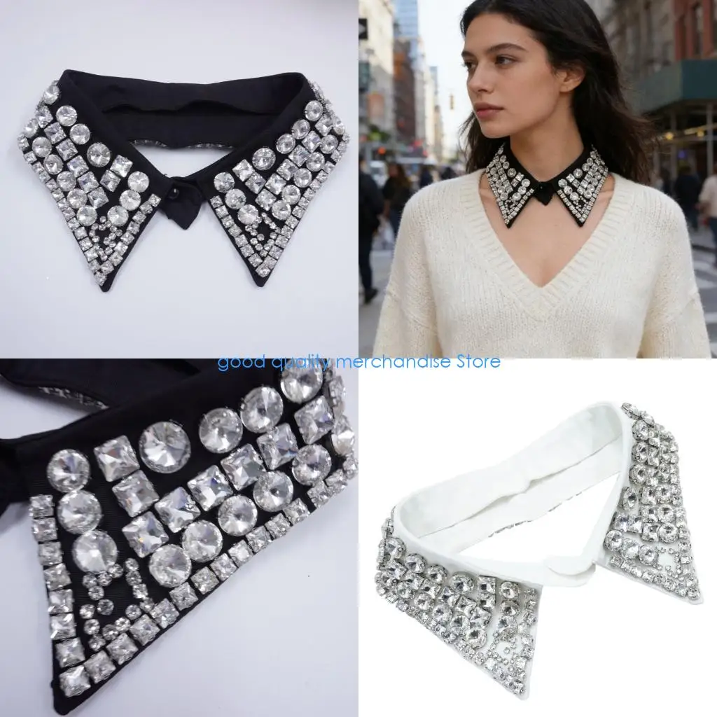 y5jd-rhinestones-beadwork-false-collar-office-women-outfit-fashion-decorative-collar