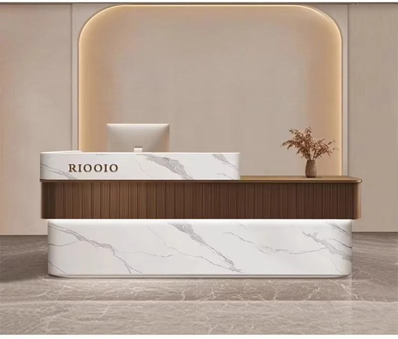 

&c Customizable L-Shaped Corner Reception Counter Modern Chinese-Style Front Desk for Hotels Beauty Salons Clothing Stores
