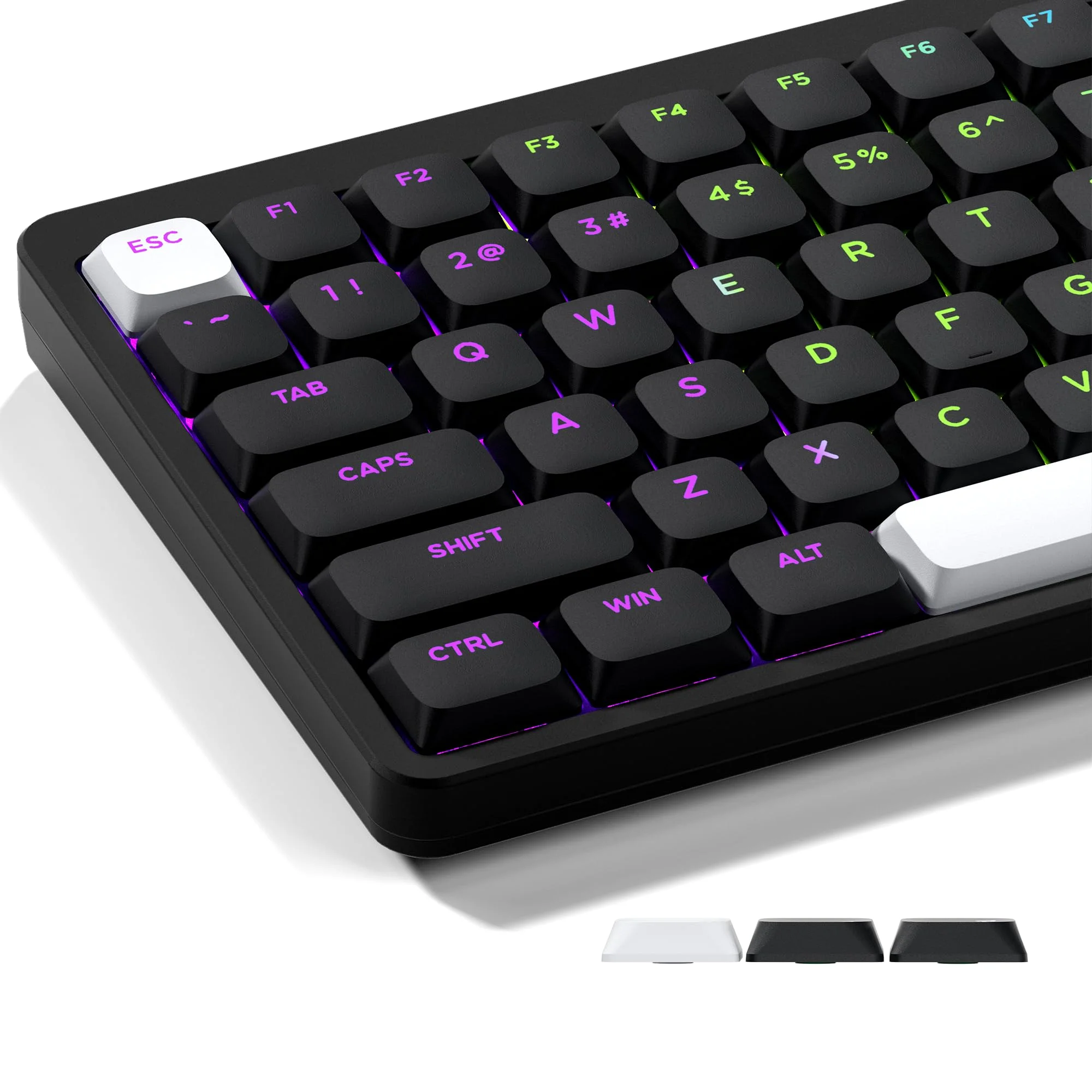 

Profile Black Keycaps Shine Through Keycap Sets Double Shot PBT Keyboard Keycaps Compatibility