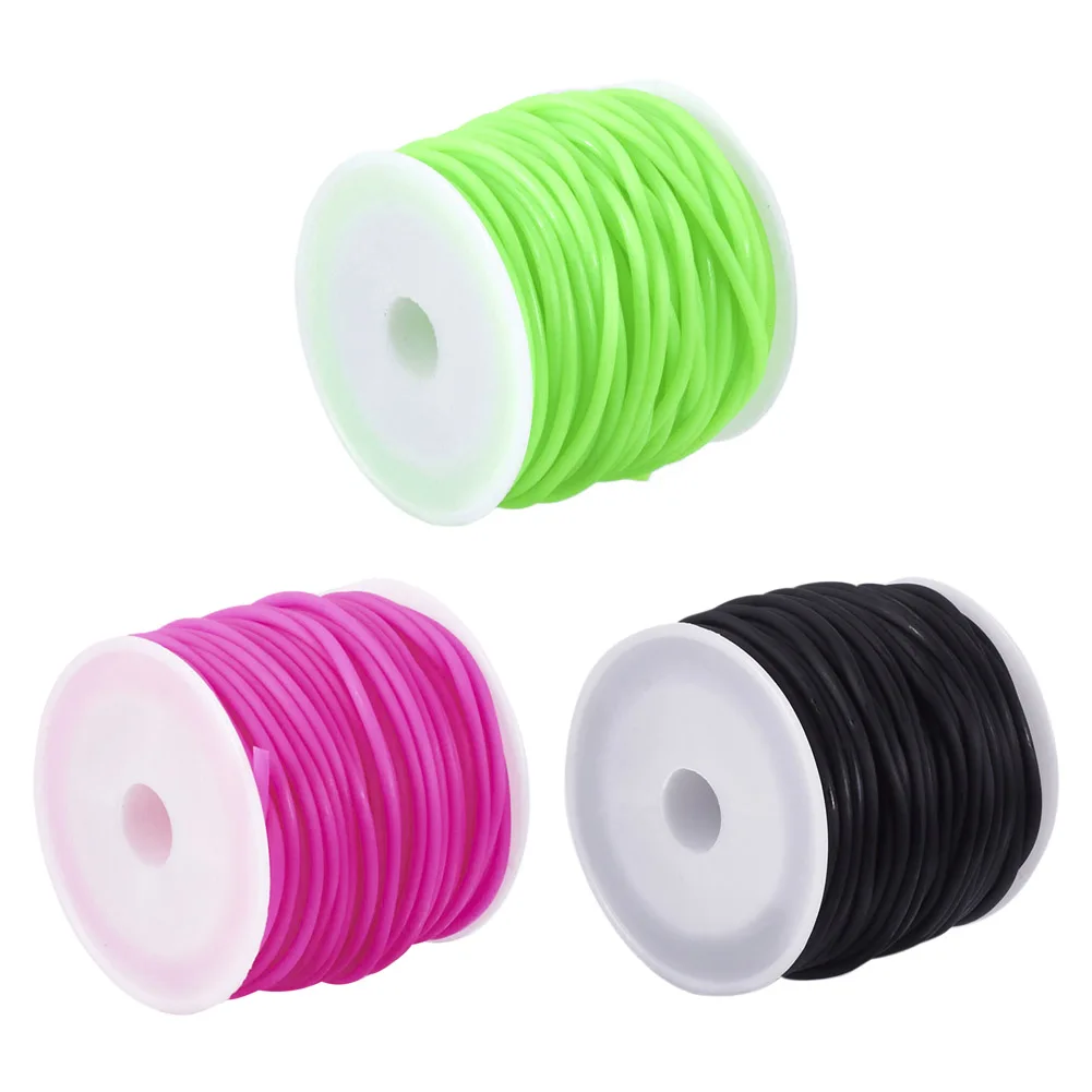 10m/roll 3rolls 2mm Soft Hollow Rubber Rope Tubing Jewelry Cord DIY Jewelry Making Bracelet Earrings Supplies