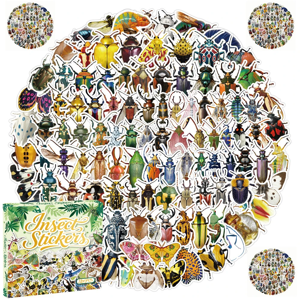 10/50/100/200 Stuks Gemengde Insect Cartoon Stickers Kevers Motten Vlinder Decals Diy Skateboard Telefoon Bagage cool Graffiti Sticker