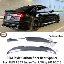 For AUDI A6 C7 Sedan PSM Style Carbon Fiber Rear Spoiler Trunk Wing 2012-2015 Carbon fiber  FRP primer (NOT S6)