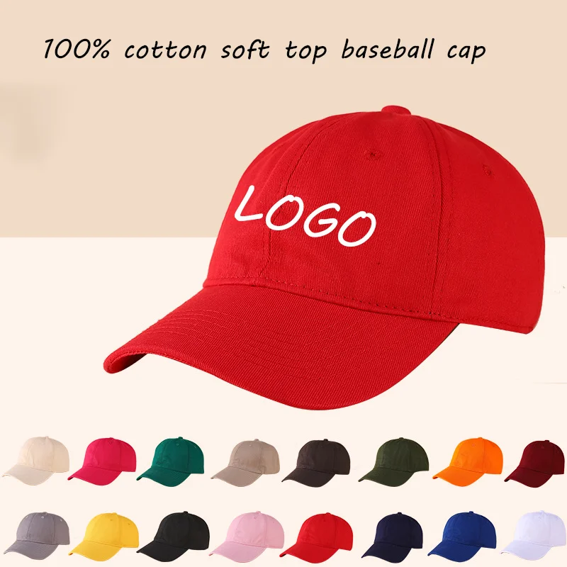 Custom Logo Cotton Soft Top Baseball Cap For Women Men Classics Simple Adjustable Dad Hat Outdoor Sport Dad Hats Wholsale