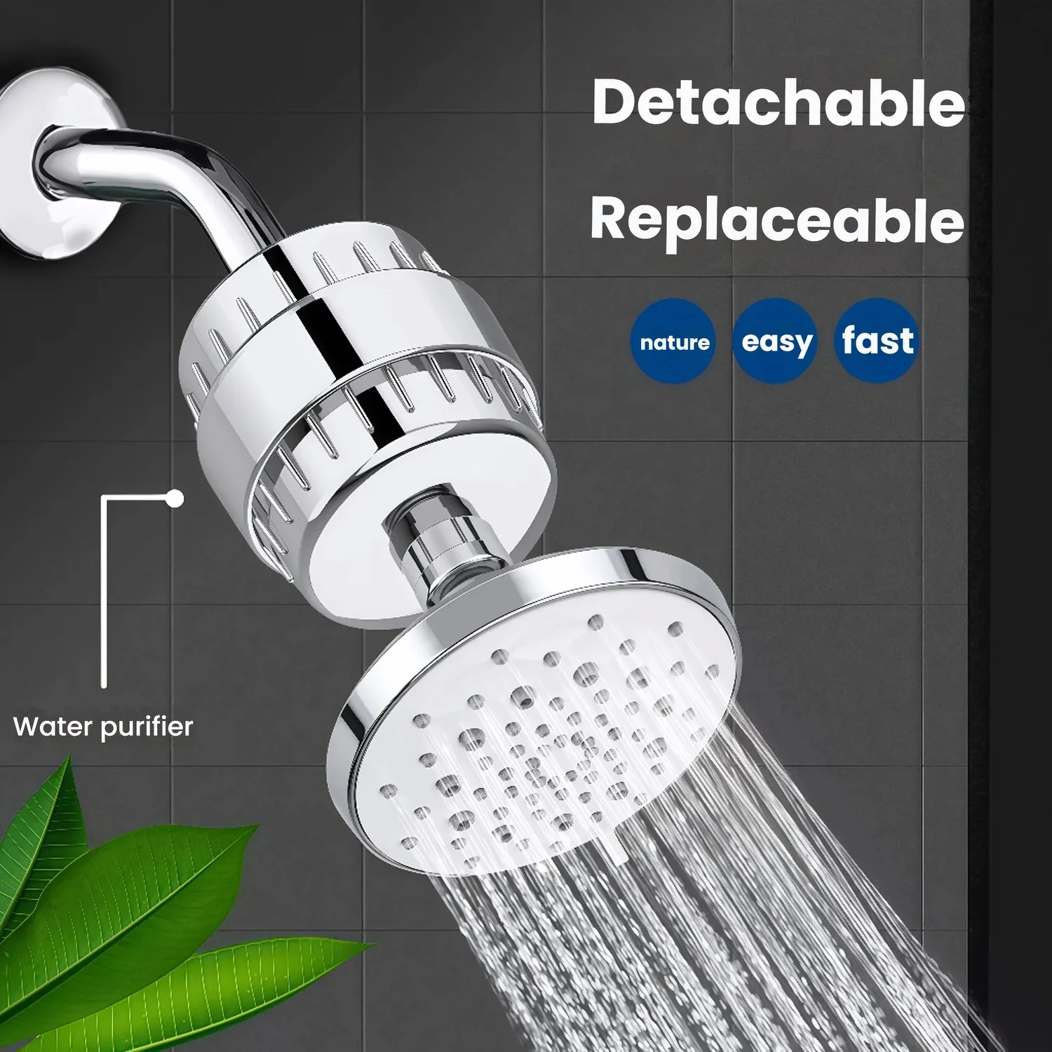 

Мощный душевой фильтр для жесткой воды — насадка для душа с фильтром высокого давления удаляет 99% хлор и липучей, уменьшает выпадение волос