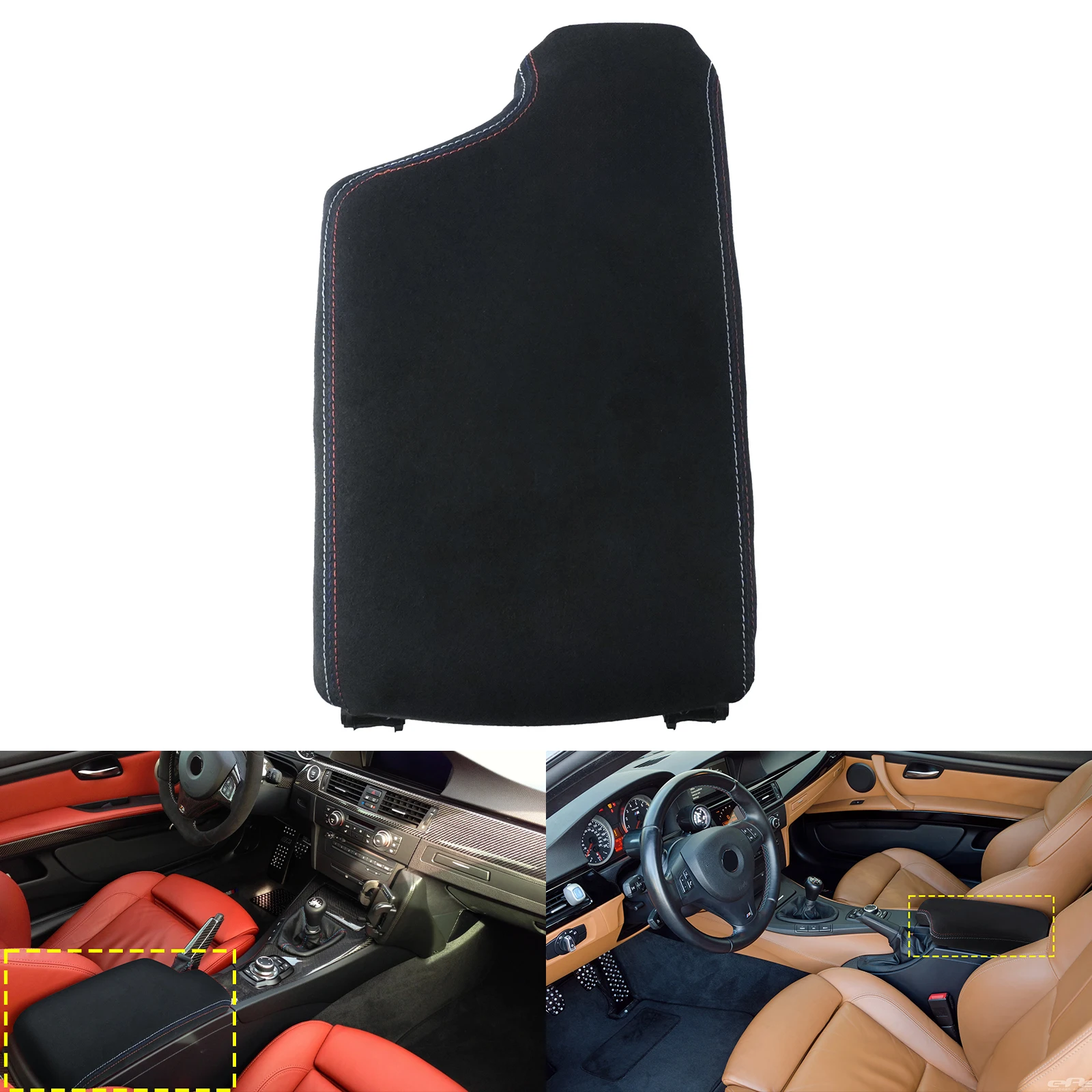 LHD Leather Car central control armrest box protective Lid cover pad For BMW 3 Series E90 E92 2005-2012 Left Hand Drive Model