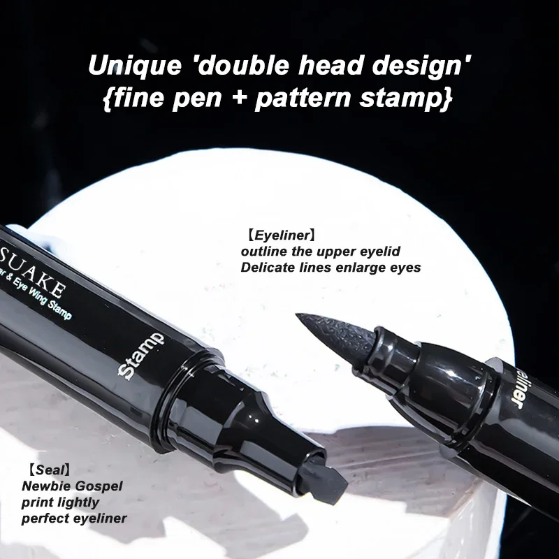 2 In1 Stamp Liquid Eyeliner Pencil Water Proof Fast Dry Double-ended Black Seal Eye Liner Pen Make Up for Women Cosmetics