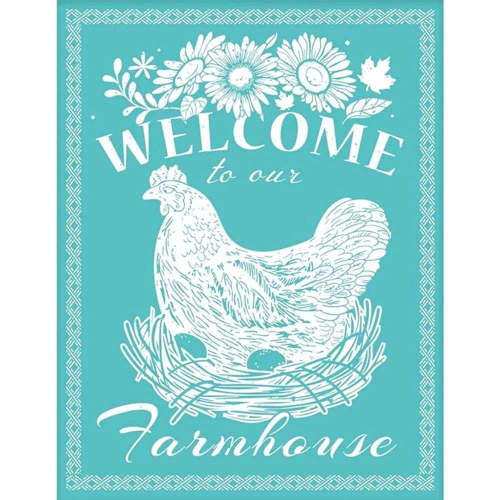 

2Pcs Farmhouse SelfAdhesive Silk Screen Printing Stencil Reusable Hen Mesh Stencils for DIY Home Decor TShirt Pillow Fabric Bag