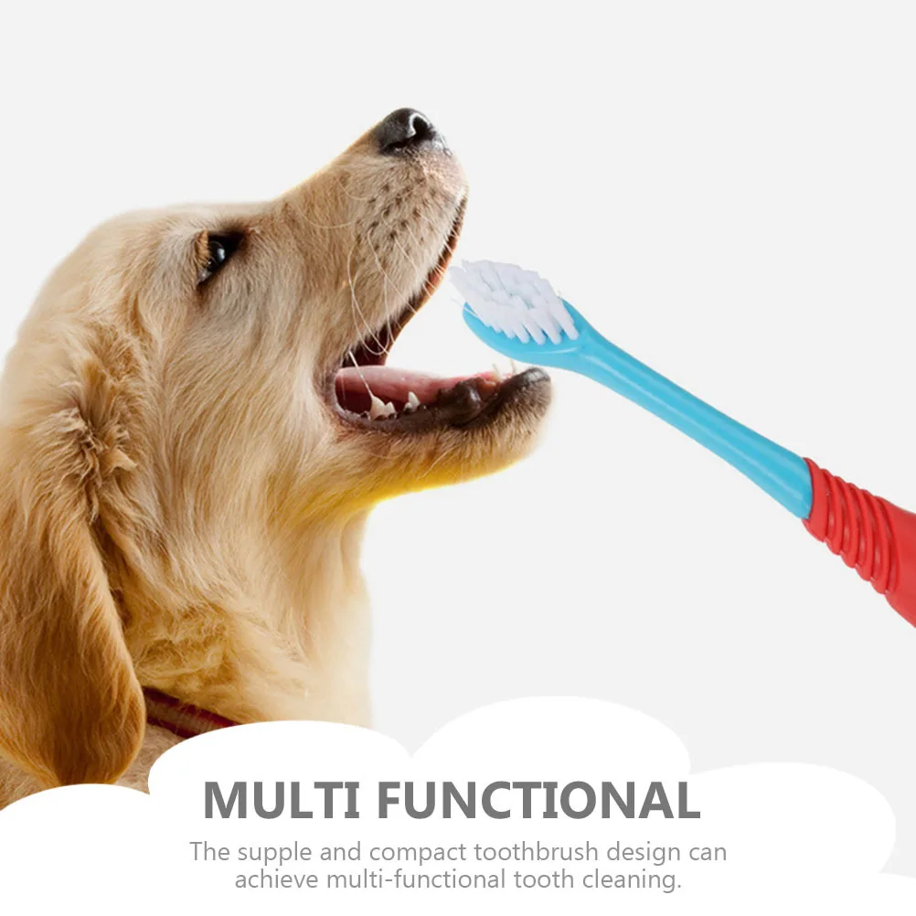 

4Pcs Pet Toothbrush High-Grade Tpe Material Double-Head Dog Teeth Cleaning Brushes Ergonomic Handle Pet Toothbrush