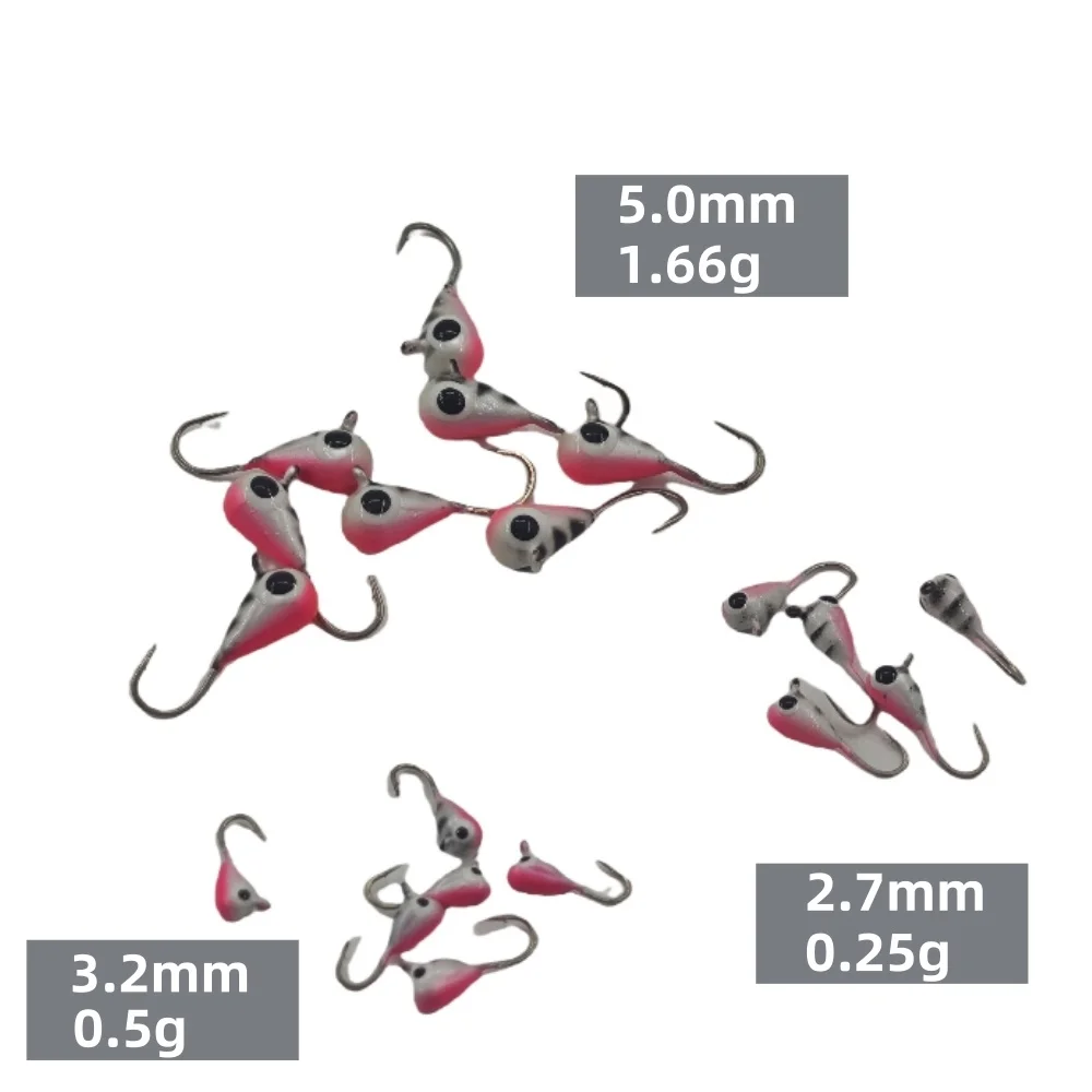 

2.7/3.2/5.0mm Ice Jigging Lures Luminous Ice Fishing Gear Bass Crappie Jigs lures Various Styles of Winter Lures, 5Pcs/Bag