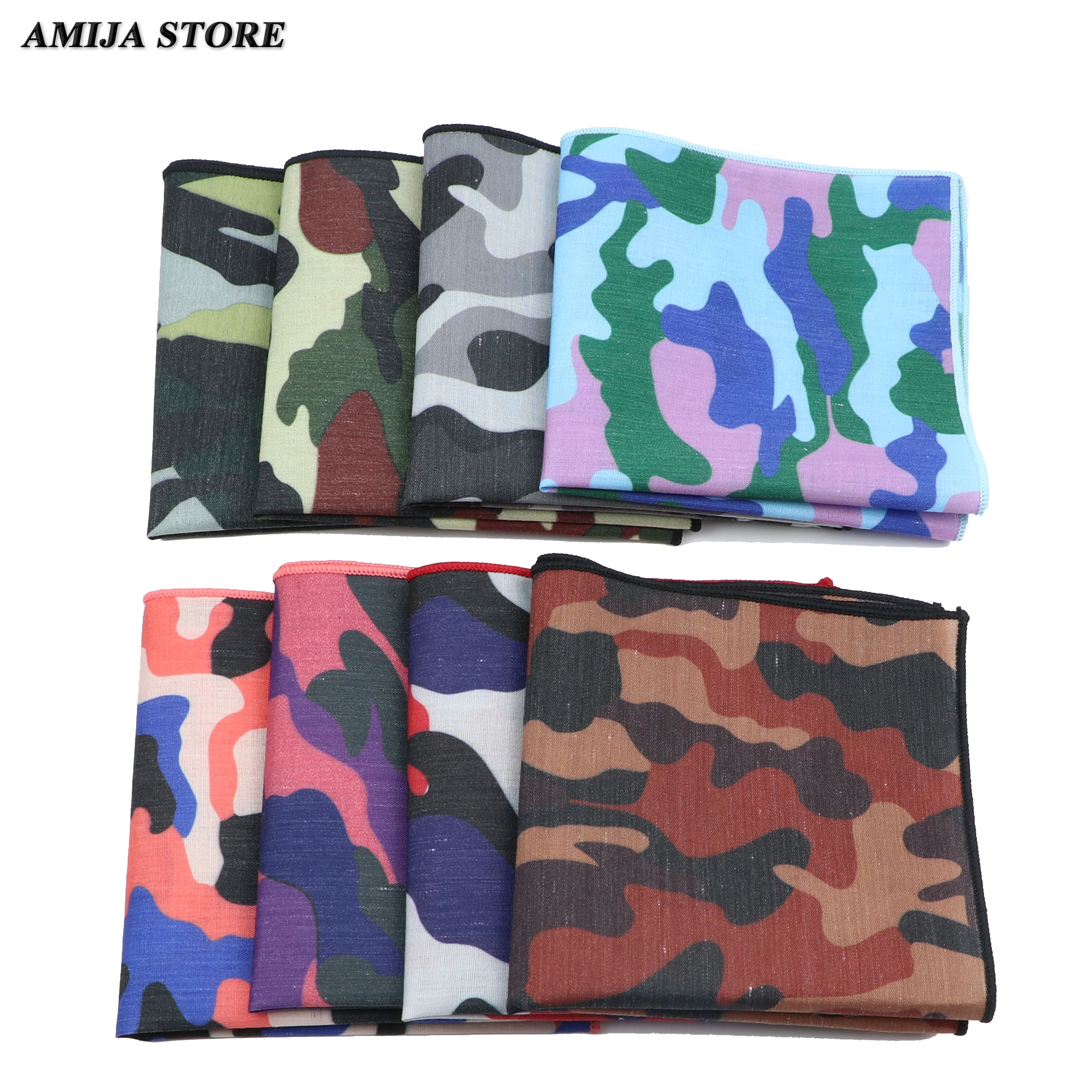 Camouflage Pocket Square Jacquard Woven Mens Costum Handkerchief Polyester Hanky Party Accessories Fashion Suit Gifts 23*23cm