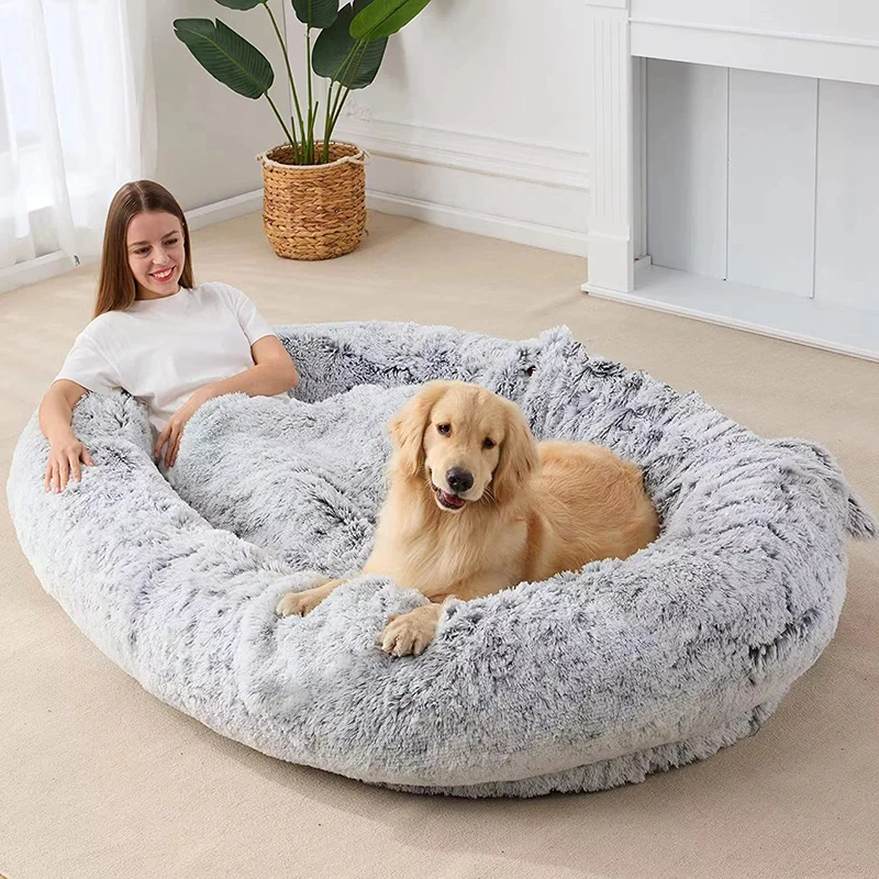 

Pet bed Plush human kennel Warm in winter Removable and washable Large sponge cushion Human sleeping mat Pet supplies