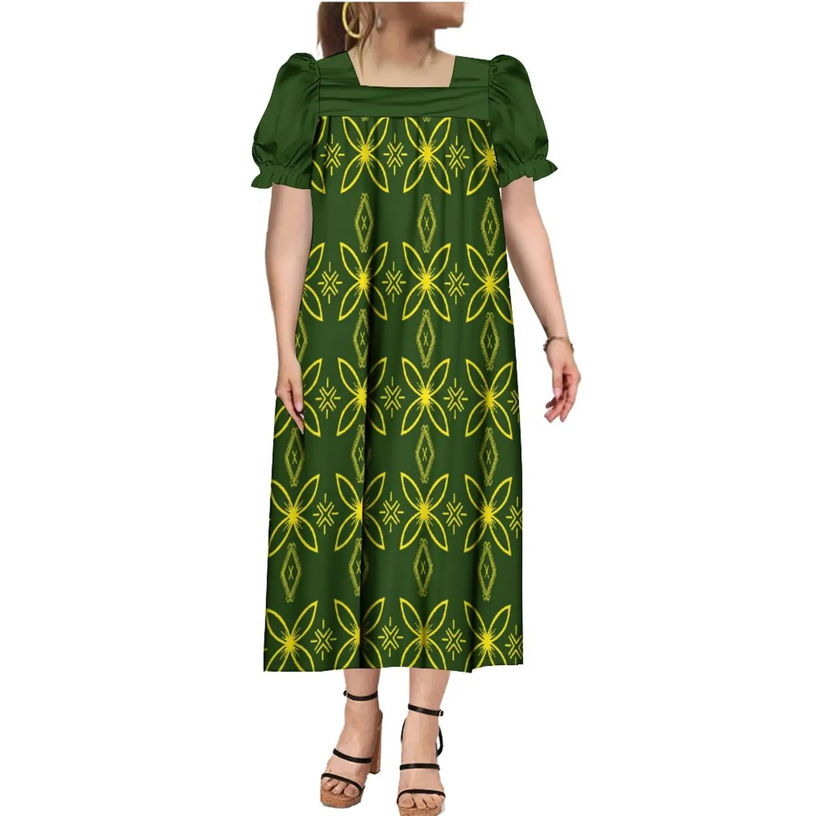 2023 mumu Summer Women'S Loose Short Sleeve Dress Polynesian Design Sublimation Printed Samoan Dress Free Shipping