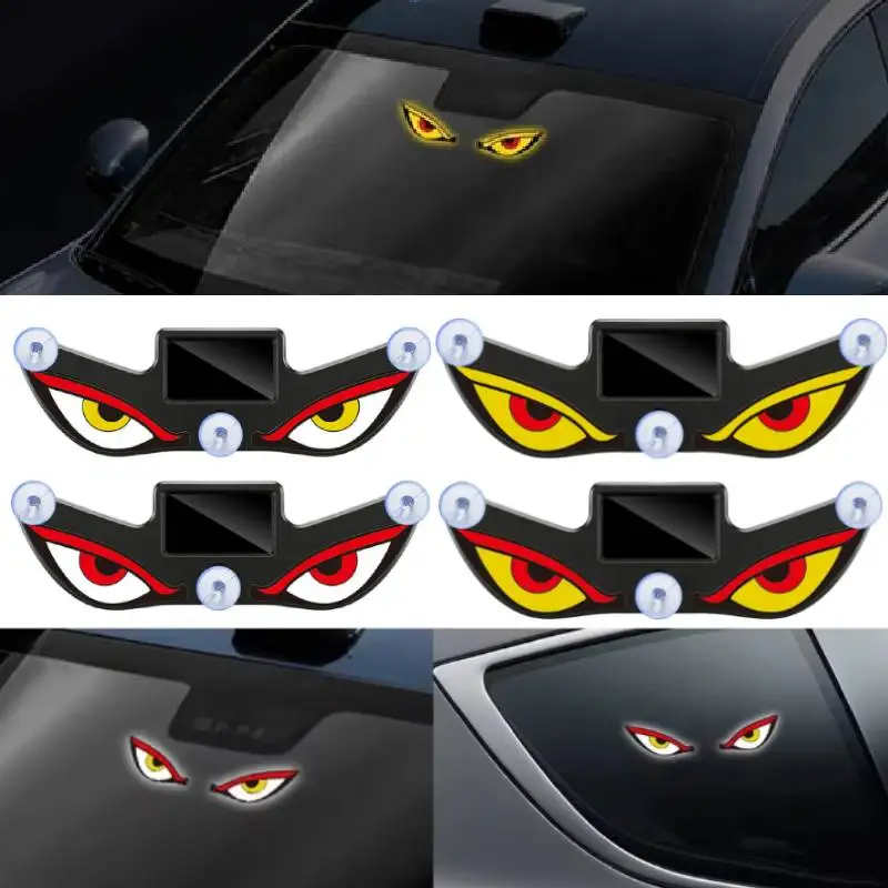 Solar Powered Car Neon Light Wireless Cool EVIL EYE Led Ambient Light Suction Cup USB Rechargeable Atmosphere Breathing Lamp