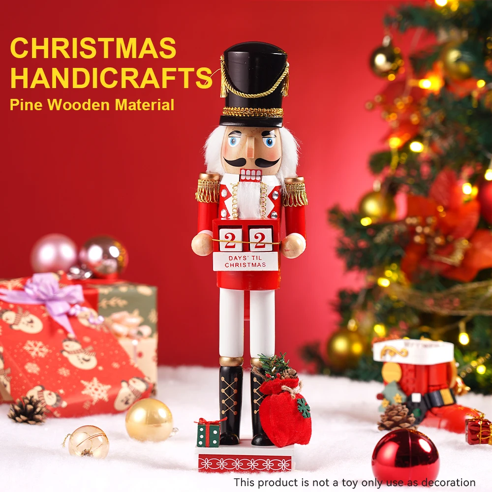 40CM Nussknacker Holzpuppe Walnuss-Soldaten-Modell Puppe Handgefertigte Figuren Handbemalte Figur Weihnachts- und Neujahrsdekoration für Zuhause – Detail 1