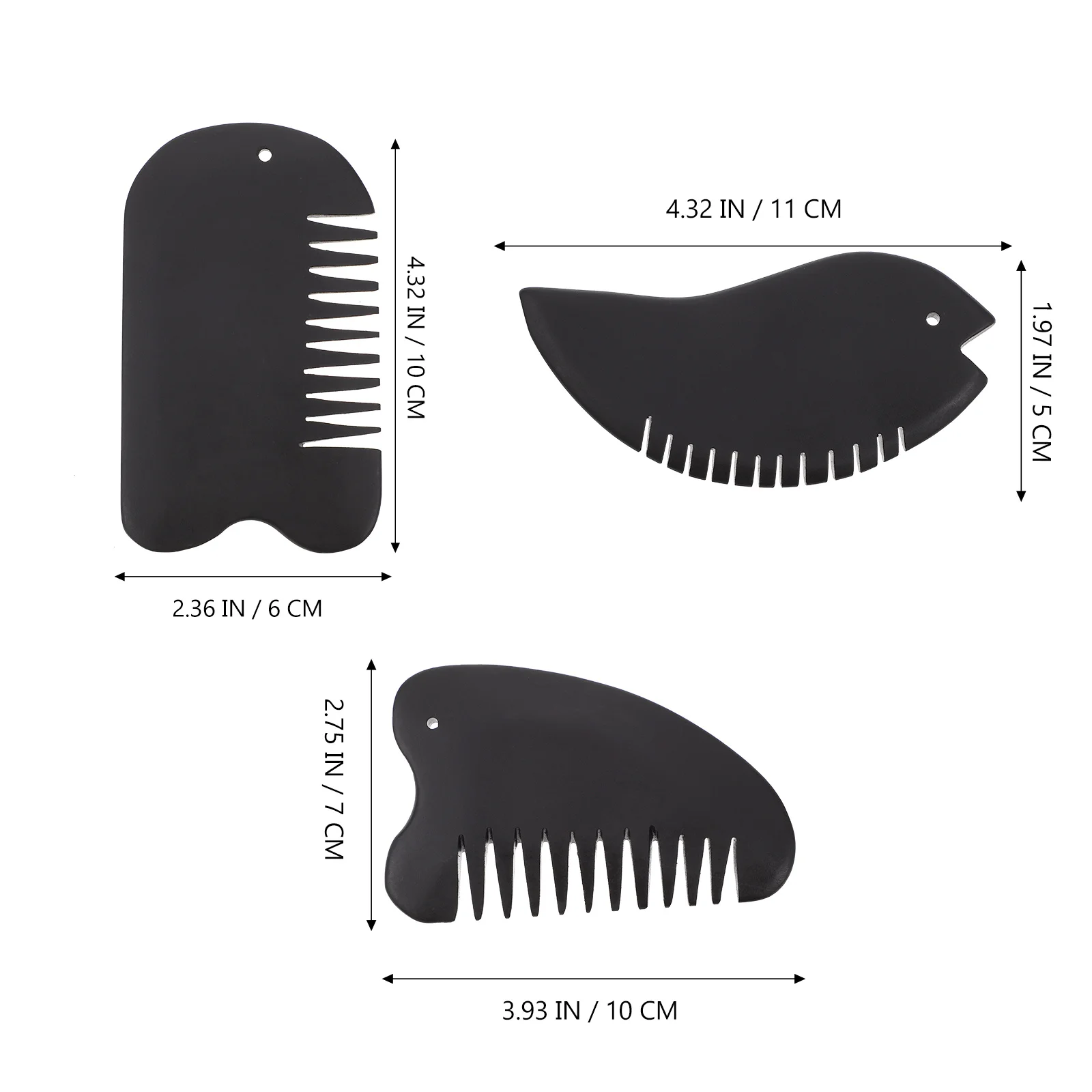 

3Pcs Premium Stone Scraping Massage Comb for Body Face Neck Back Leg Guasha Tool Ergonomic Design Portable Hair Scalp Massager