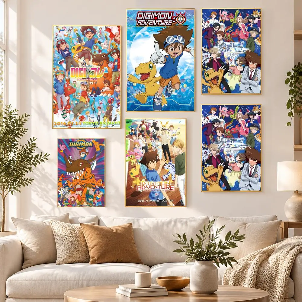Anime Adventure Digimon Poster HD Waterproof PP Self Adhesive Aesthetic Bedroom Dorm Gaming Room Home Decor Gift