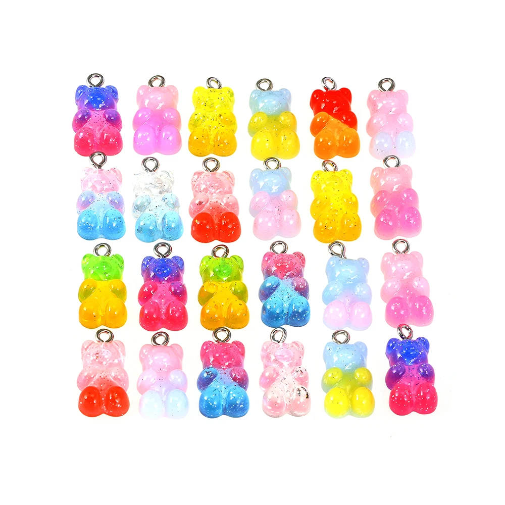 

10-20 шт./упак. новые аксессуары из смолы, градиент с медведем, прозрачный цвет, стерео подвеска в виде медведя, головные уборы, ювелирные аксессуары «сделай сам»