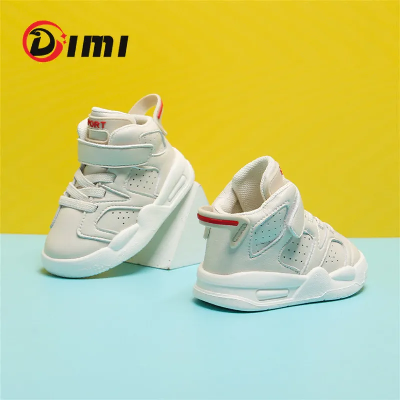 DIMI Autumn Baby Shoes Microfiber Leather Toddler Boys Girls Sneakers High-help Outdoor Tennis Fashion Little Kids Sneakers