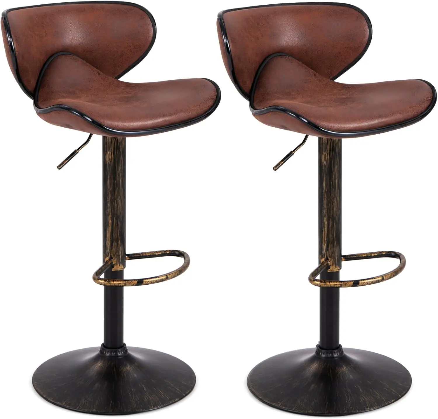 

Set Of 2 Barstools, Swivel Bar Stool With Backrest, Footrest And Height Adjustable, Counter Barstool For Bar, Kitchen, Dining